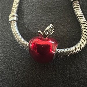 🍎 Pandora Disney Snow White's Red Apple ALE 925 Enamel Retired #791572EN73